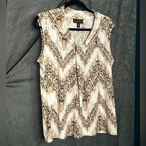 Daña Buchman blouse in snake pattern  Xl - tan, brown colors